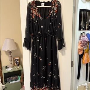 Floral Black Misha Maxi Dress